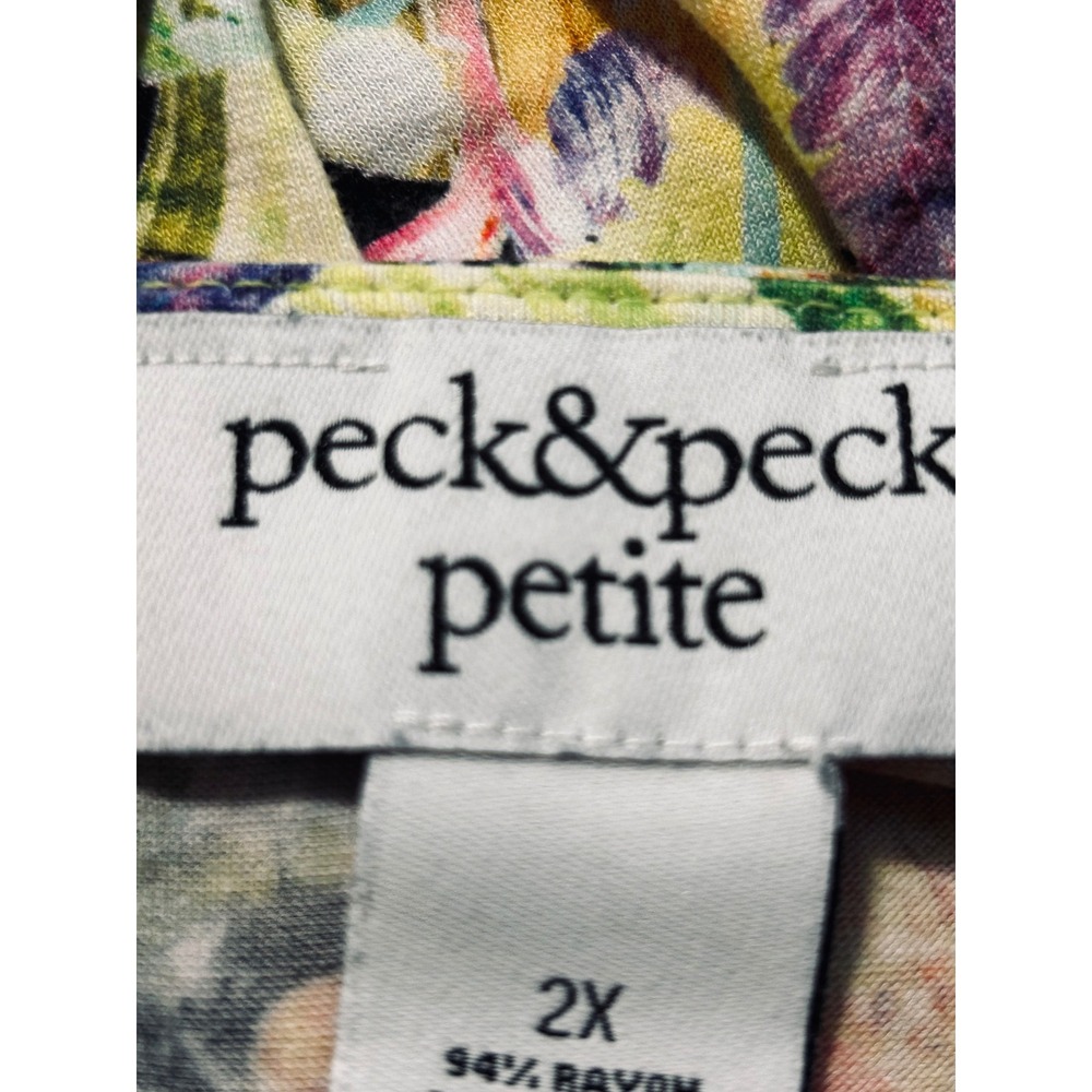 Peck & Peck Petite Women 2X Tropical Floral V-Neck Long Sleeve Tunic Top Multi - Picture 8 of 10